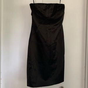 Ricki’s black satin strapless formal dress